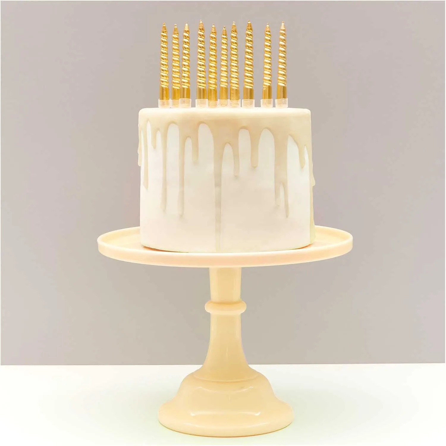 10 Spiral Candles - Gold 10cm