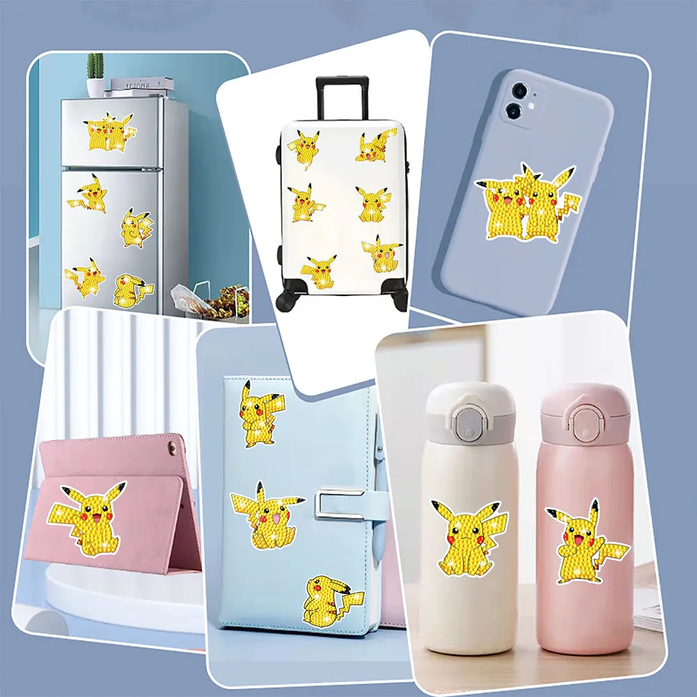 12Pcs Pikachu Diamond Painting Sticker Diamonds Mosaic Stickers for Boys Girls