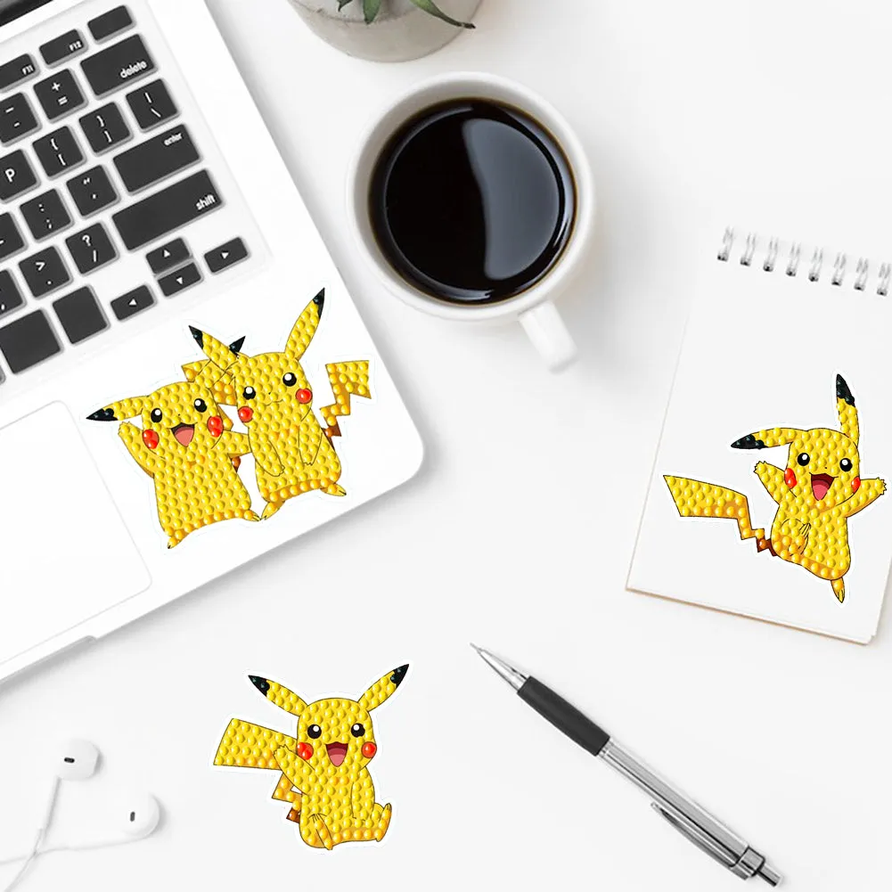 12Pcs Pikachu Diamond Painting Sticker Diamonds Mosaic Stickers for Boys Girls