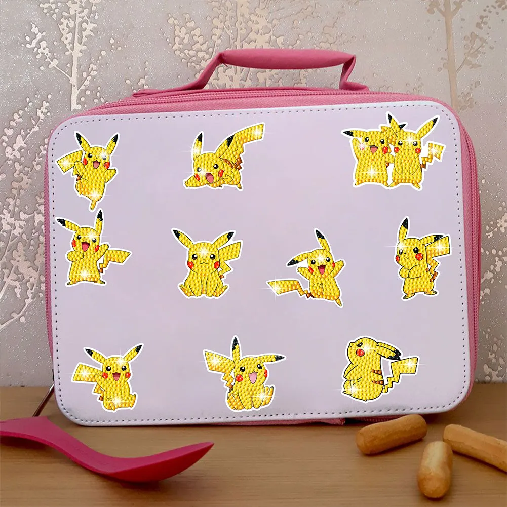 12Pcs Pikachu Diamond Painting Sticker Diamonds Mosaic Stickers for Boys Girls