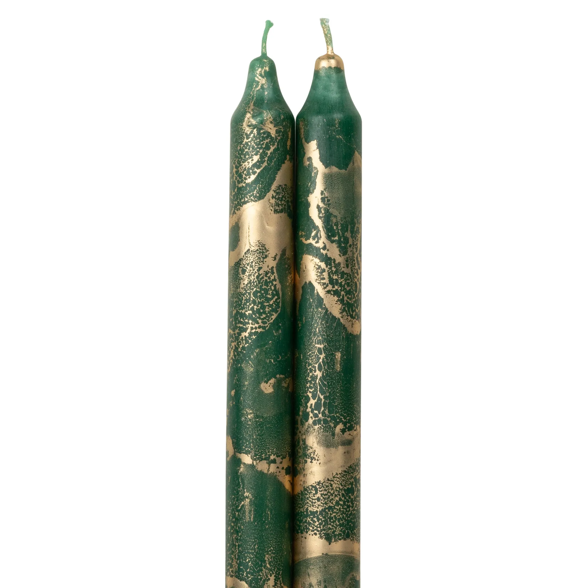 12" Decorative Tapers 2pk - Hunter Green w/ Gold