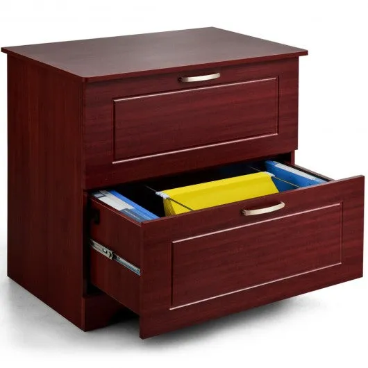 2-Drawer Lateral File Cabinet w/ Adjustable Pole-Brown