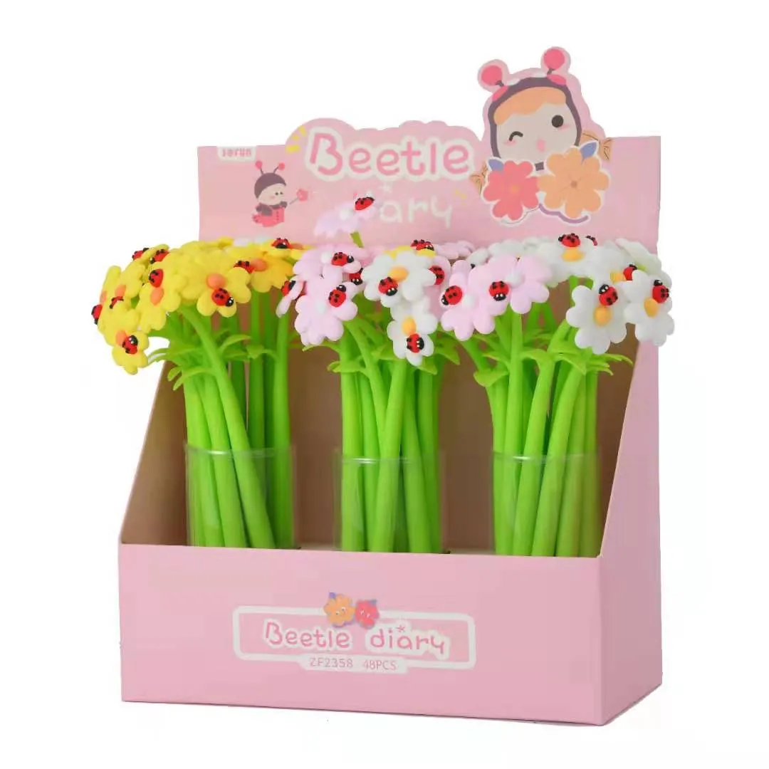 22430 LADYBUG DAISY FLOWER WIGGLE GEL PEN-48