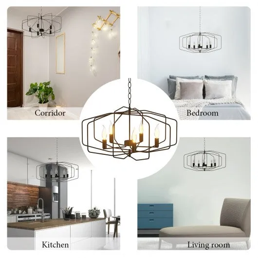 28" Folding Rotatable Chandelier 5 Lights Metal Ceiling Lamp