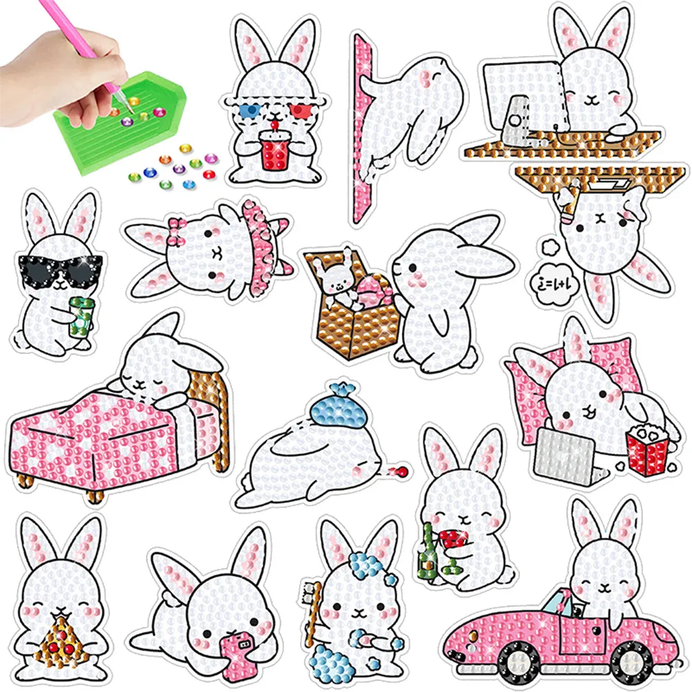 2pcs Diamonds Painting Stickers Kit Easter Style DIY for Kids Adult Gift Rewards