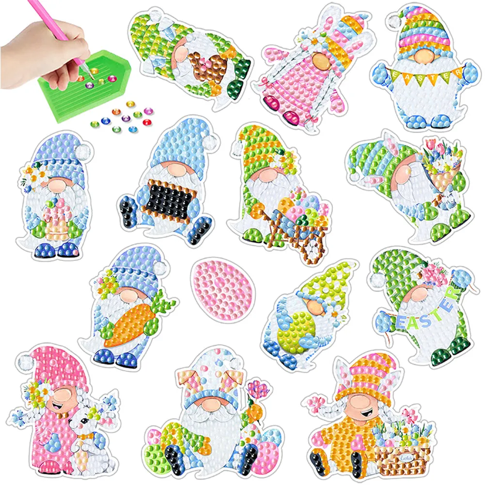 2pcs Diamonds Painting Stickers Kit Easter Style DIY for Kids Adult Gift Rewards