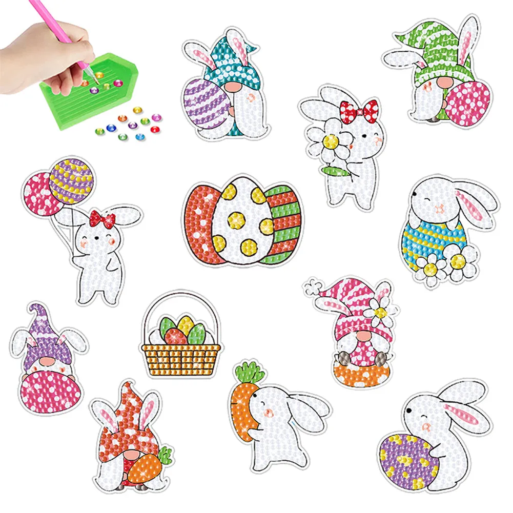 2pcs Diamonds Painting Stickers Kit Easter Style DIY for Kids Adult Gift Rewards