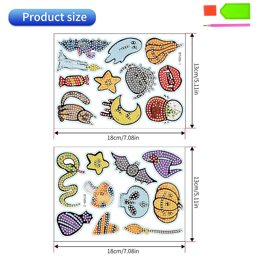 2pcs Dot Drill Sticker Art Craft Rhinestone Stickers for Kids Adult Gift Rewards