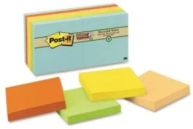 3M Natures Hues Super Sticky Notes Unlined 3 Inch  X 3 Inch  12 90-Sheet Pads/Pack