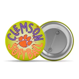 3" Clemson Softball Button