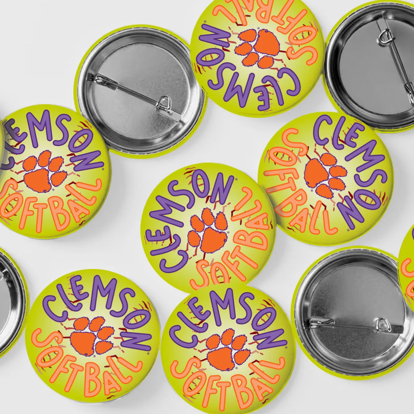 3" Clemson Softball Button