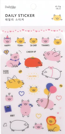 45 Pig - Paper Sticker - Planner - Bullet Journal - Deco Stickers - Pig- Cute Pig Stickers - Scrapbooking Stickers - Planner Sticker