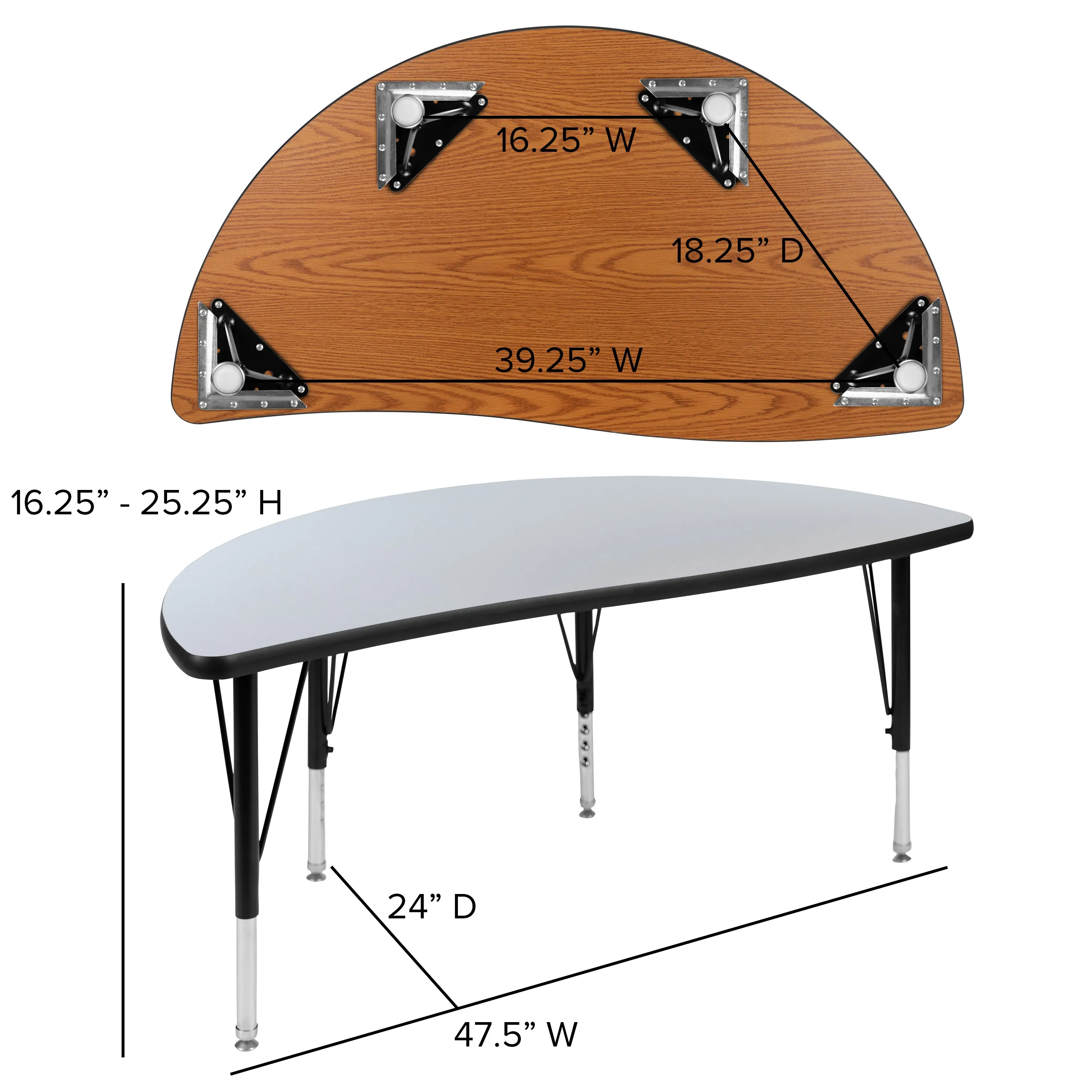 48" Circle Wave Grey Table Set XU-GRP-12CH-A48-HCIRC-GY-T-P-GG