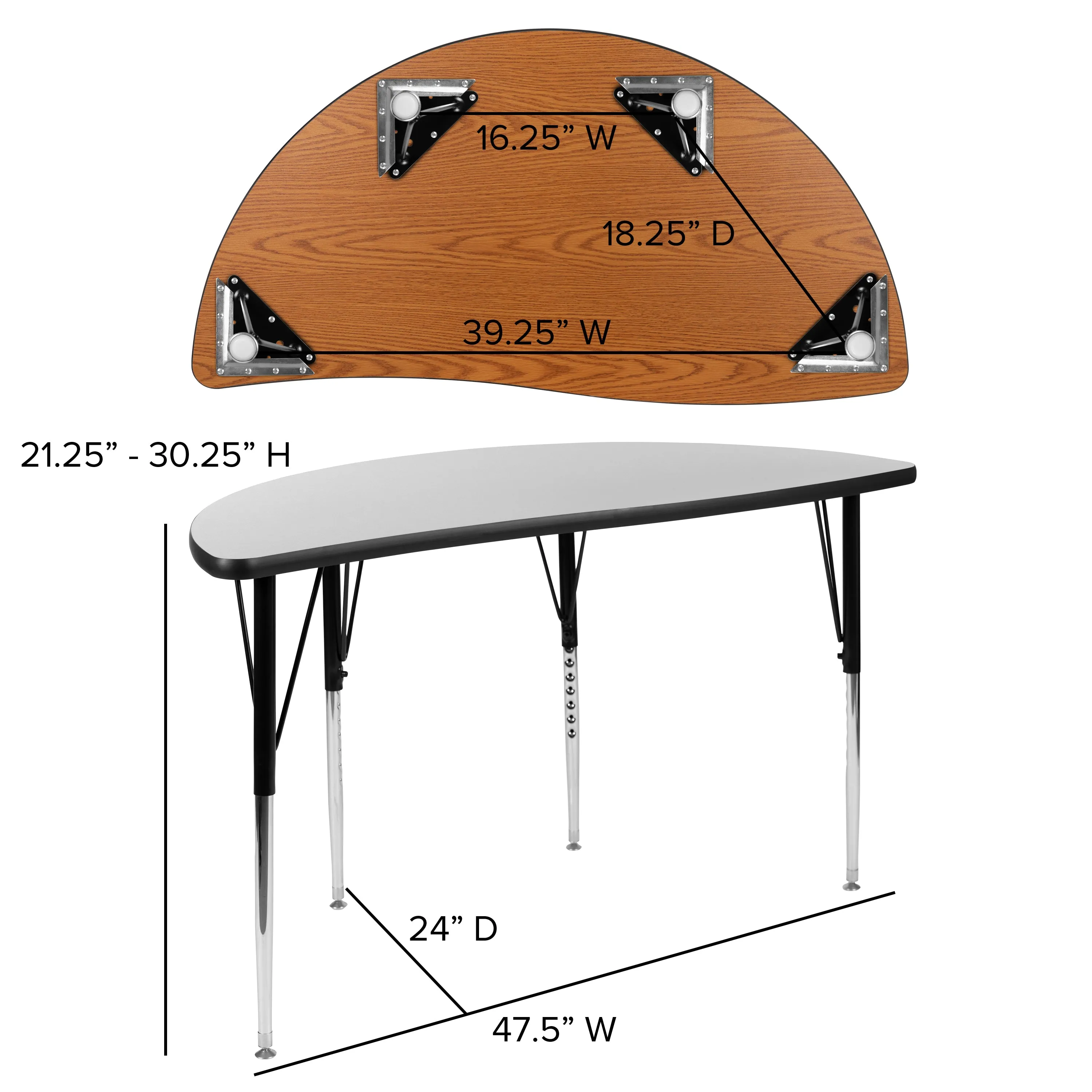 48" Circle Wave Grey Table Set XU-GRP-18CH-A48-HCIRC-GY-T-A-GG