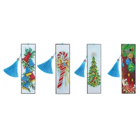 4pcs Christmas Bookmark Tassel DIY Special Shaped Art Diamond Painting Kit