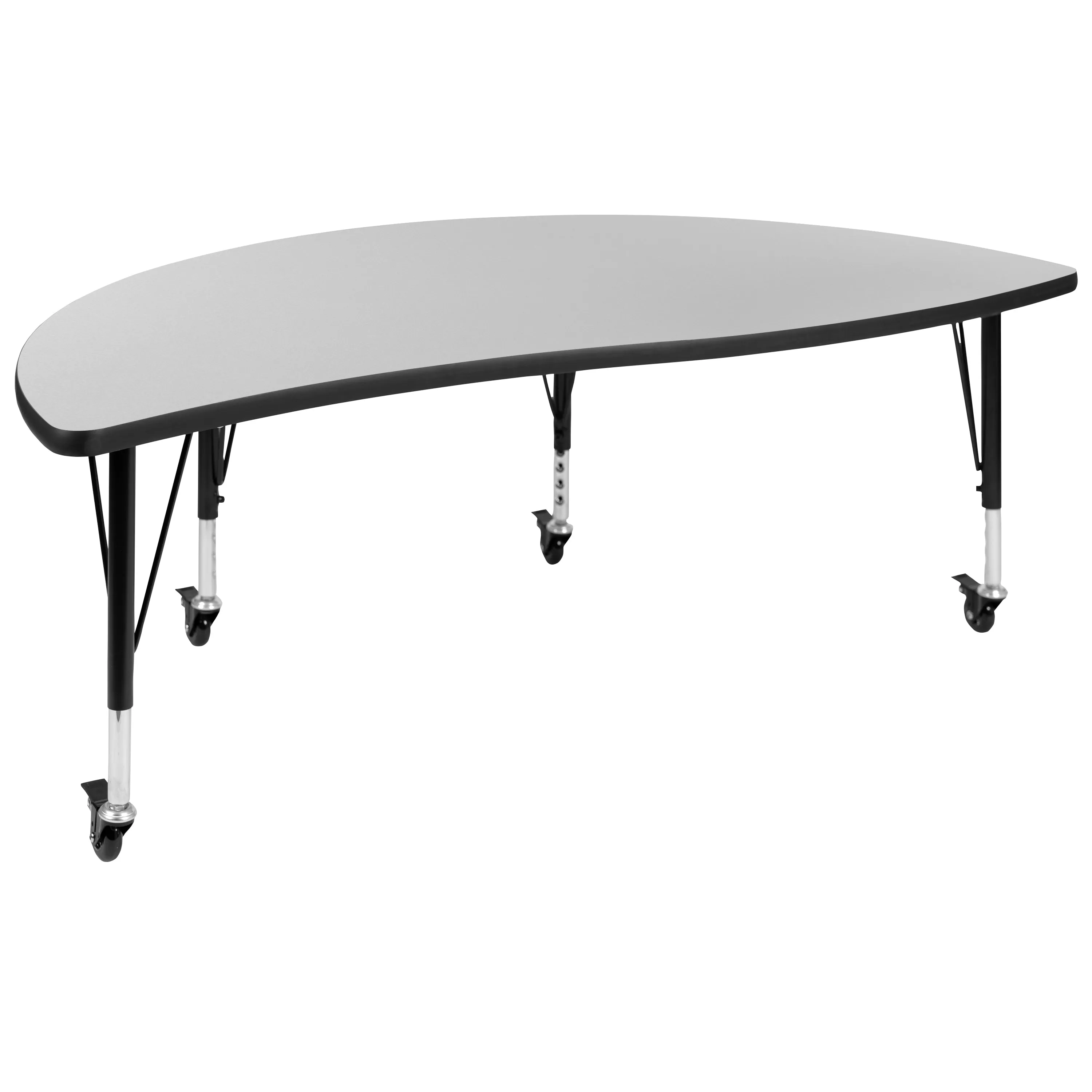 60" Circle Wave Grey Table Set XU-GRP-12CH-A60-HCIRC-GY-T-P-CAS-GG