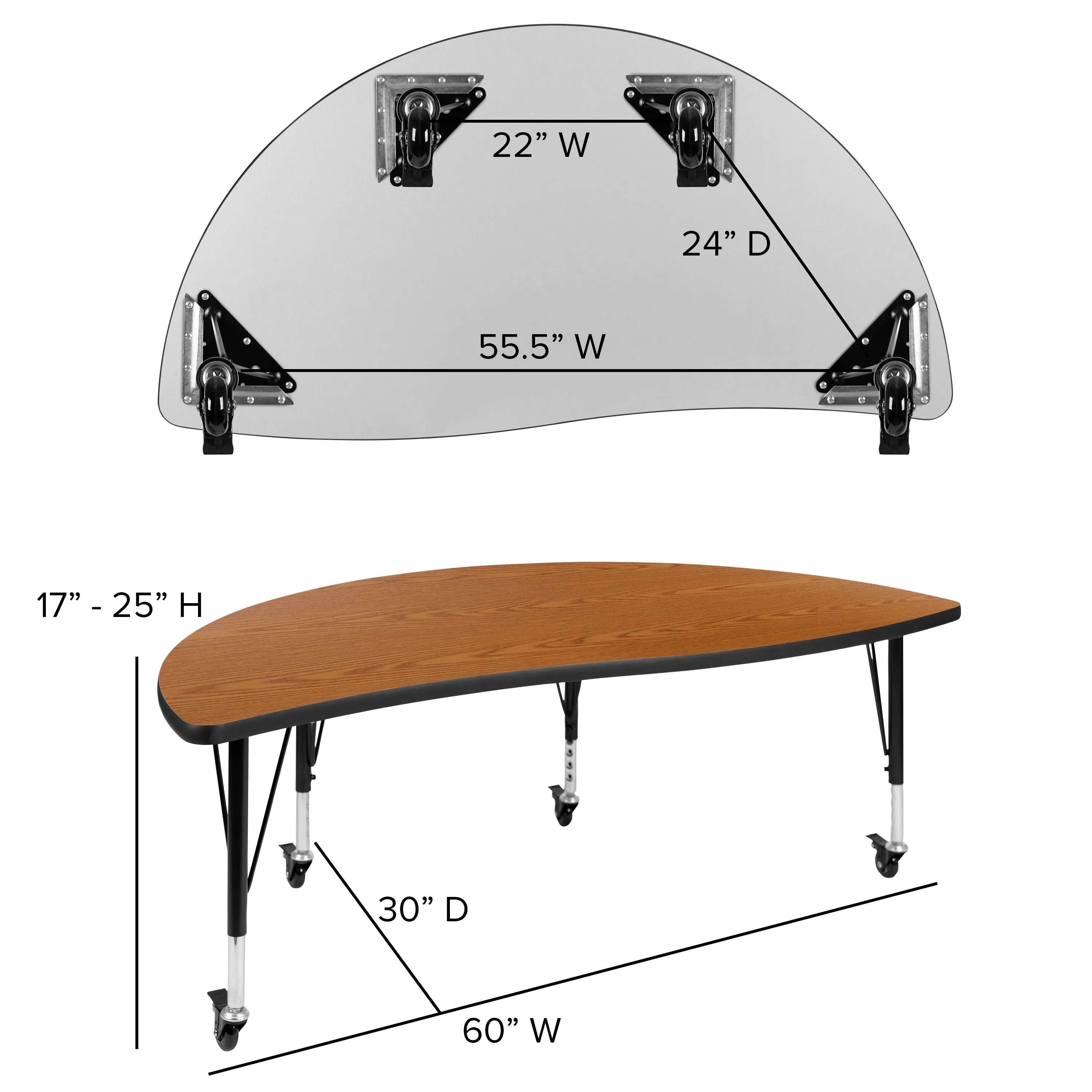 60" Circle Wave Oak Table Set XU-GRP-12CH-A60-HCIRC-OAK-T-P-CAS-GG