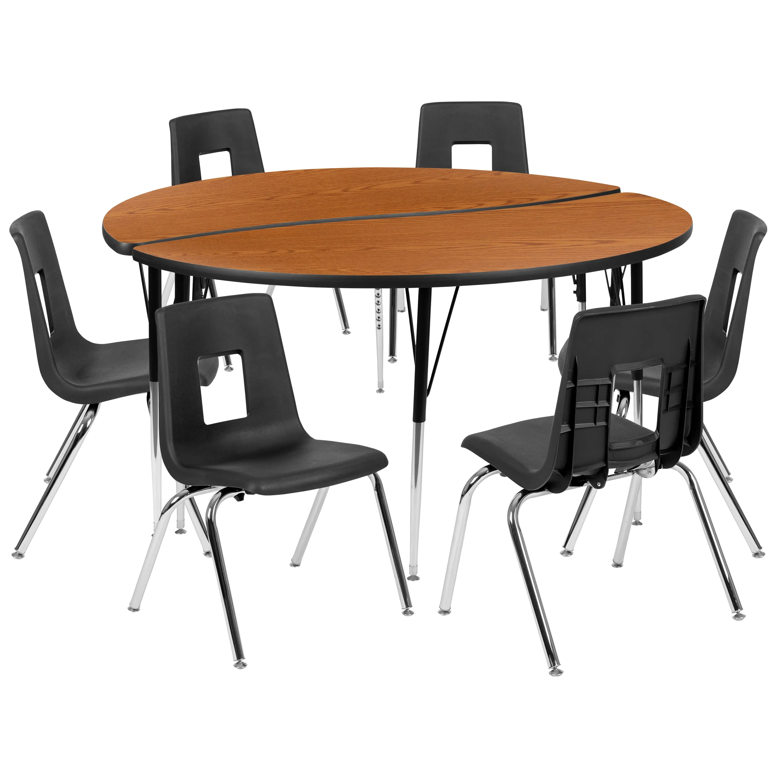 60" Circle Wave Oak Table Set XU-GRP-18CH-A60-HCIRC-OAK-T-A-GG