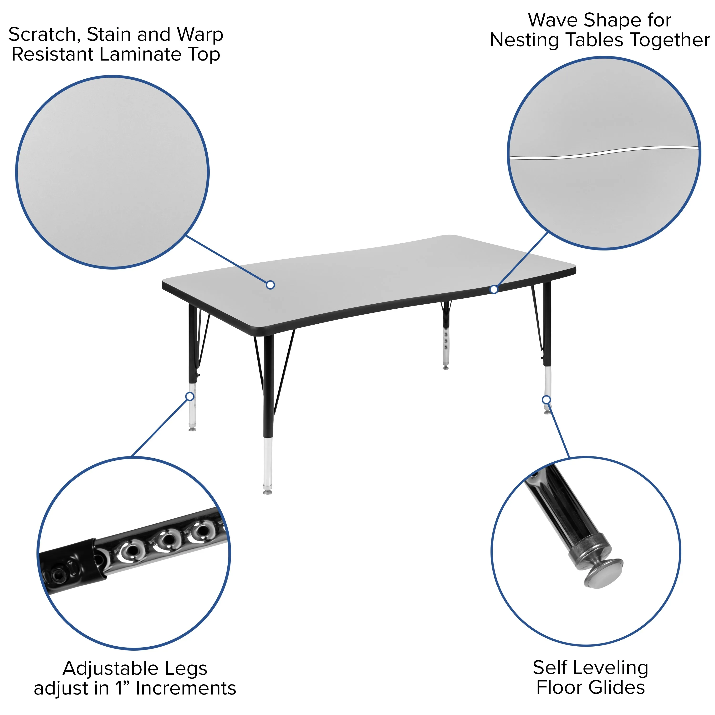 76" Oval Wave Grey Table Set XU-GRP-12CH-A3048CON-48-GY-T-P-GG