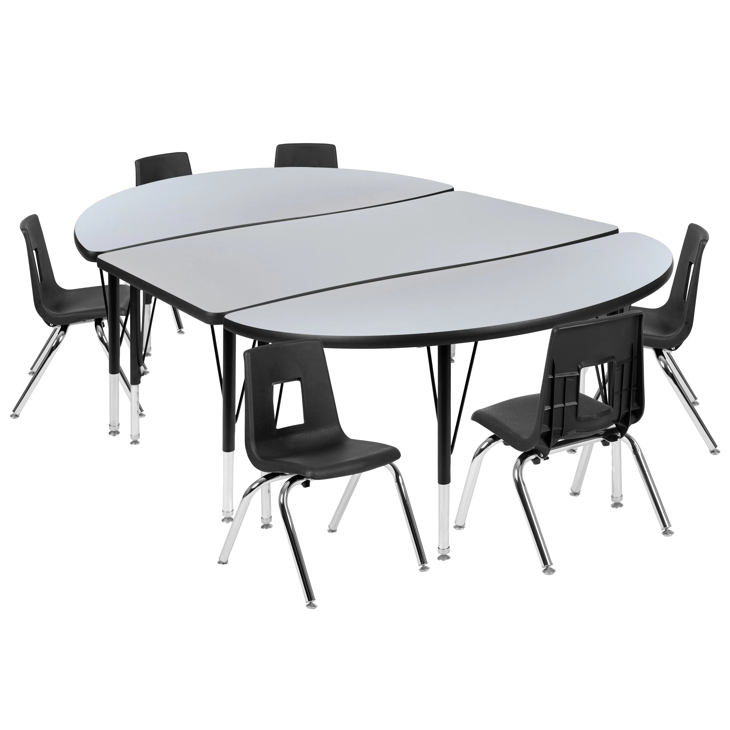 76" Oval Wave Grey Table Set XU-GRP-12CH-A3048CON-48-GY-T-P-GG