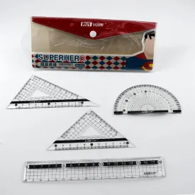 7917 4 Pcs / 1 Set Geometry Ruler Straight Ruler Math Ruler Set School Rulers Kid Rulers Student Rulers 4 Piece Set Triangular Ruler Plastic Ruler Student Wave Clear Measuring Tools