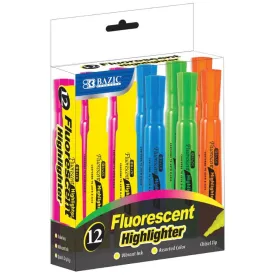 Bazic Desk Style Fluorescent Highlighters Pack of 12