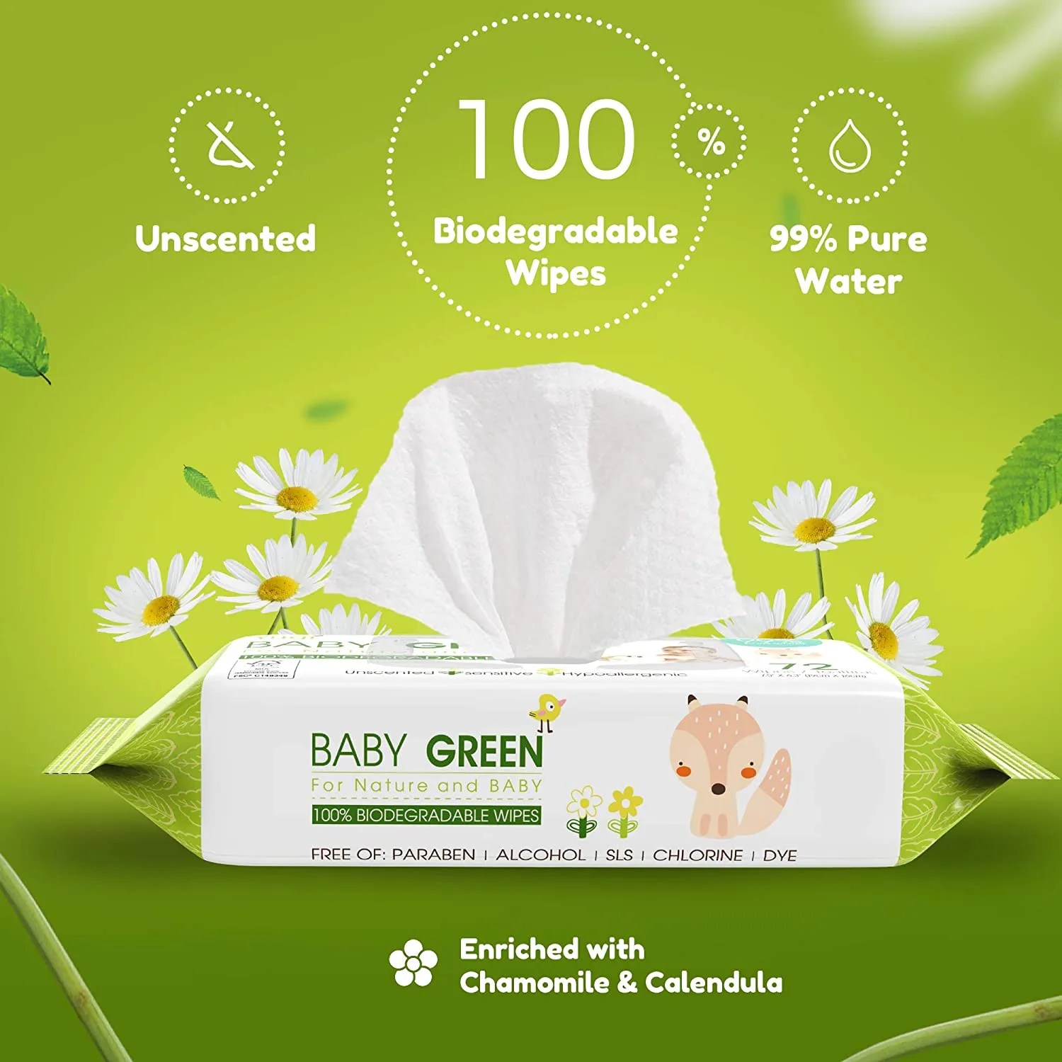 Biodegradable Baby Wipes Unscented