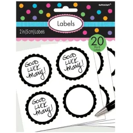 Black Scalloped Party Bag Labels - 20 Pkt