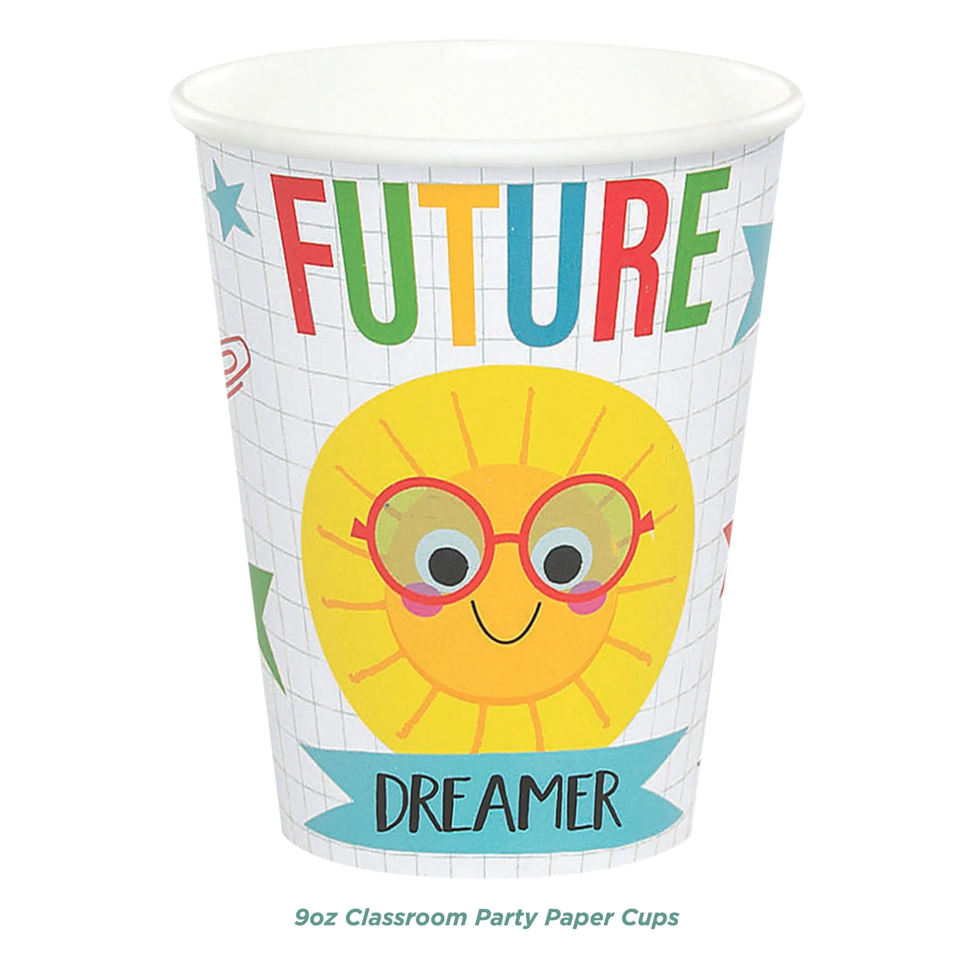 Bright Future Classroom Party Supplies - Paper Plates, Napkins, and Cups (Serves 24)