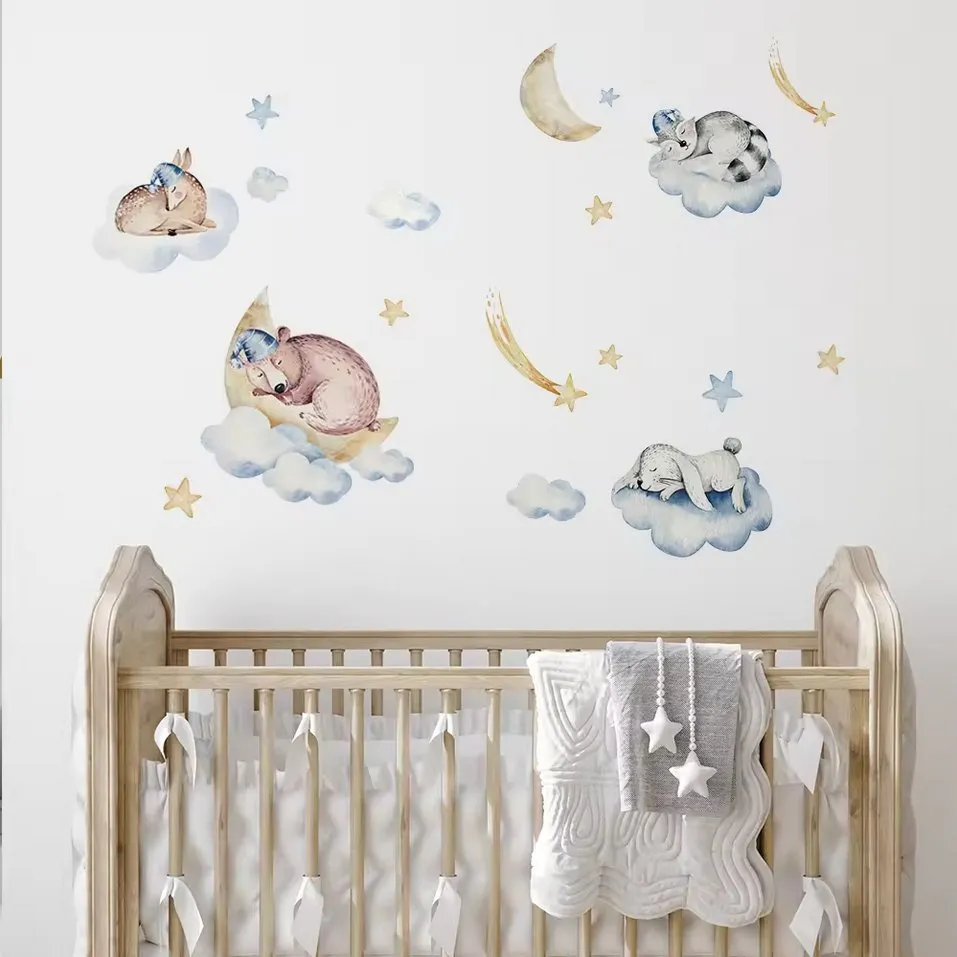 CloudyCuddles: Sleeping Animals Wall Stickers