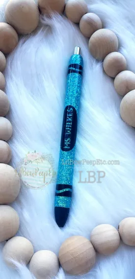 Custom Name Handmade Crayon Glitter Pen