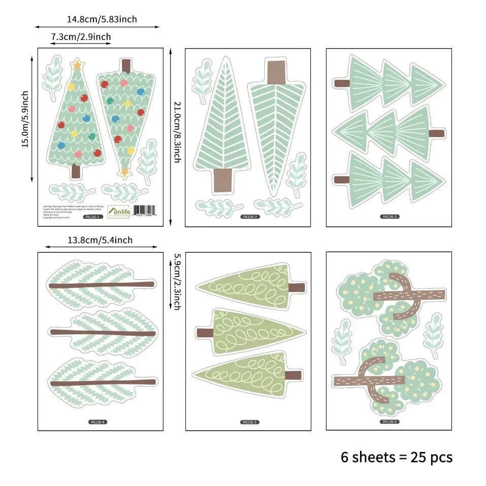 Cute Green Pine Tree Stickers for Baby Room Decor