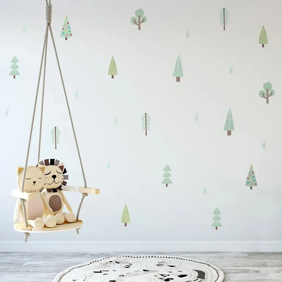 Cute Green Pine Tree Stickers for Baby Room Decor