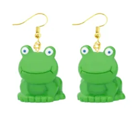 Cute Green Resin Frog Earrings |  Creative Frog Charm Earring Jewelry