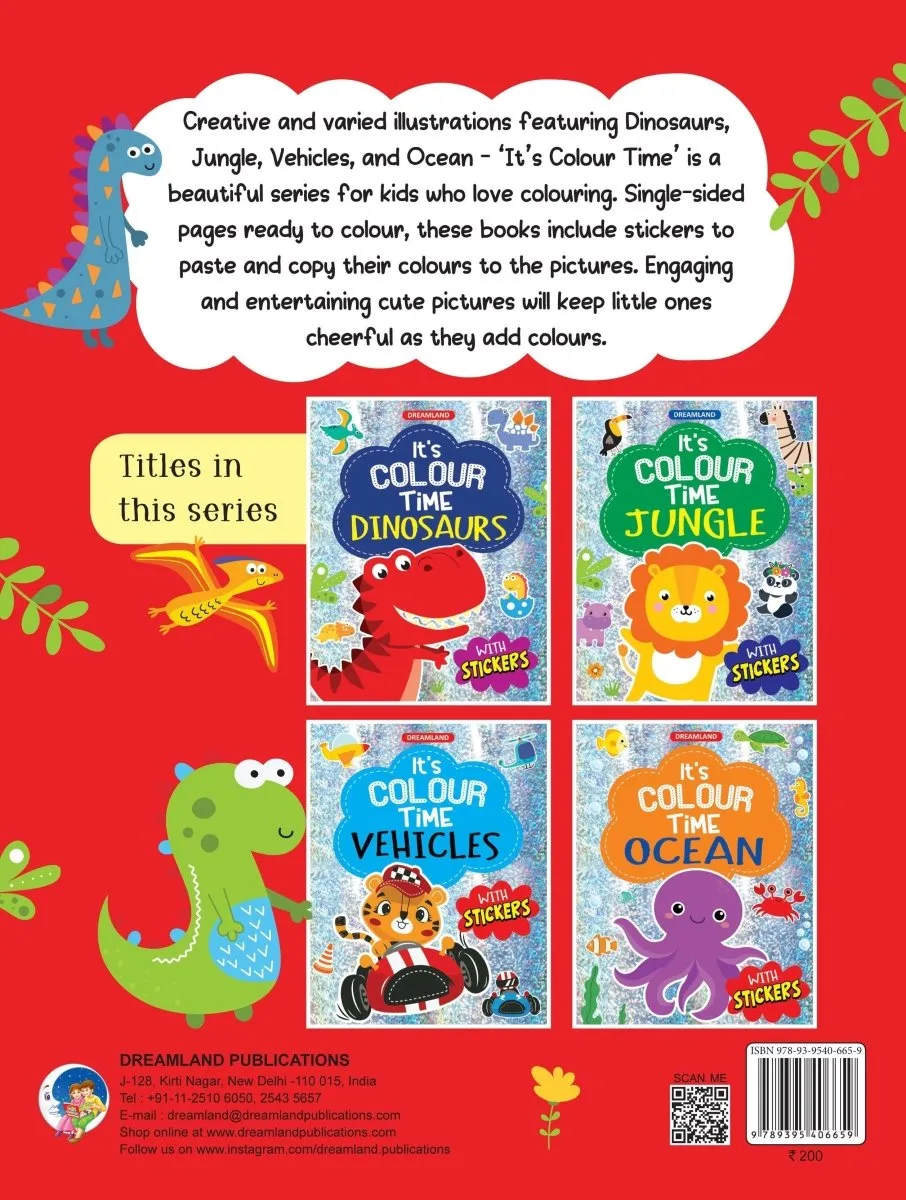 Dreamland Publications Dinosaurs- It's Colour Time With Stickers