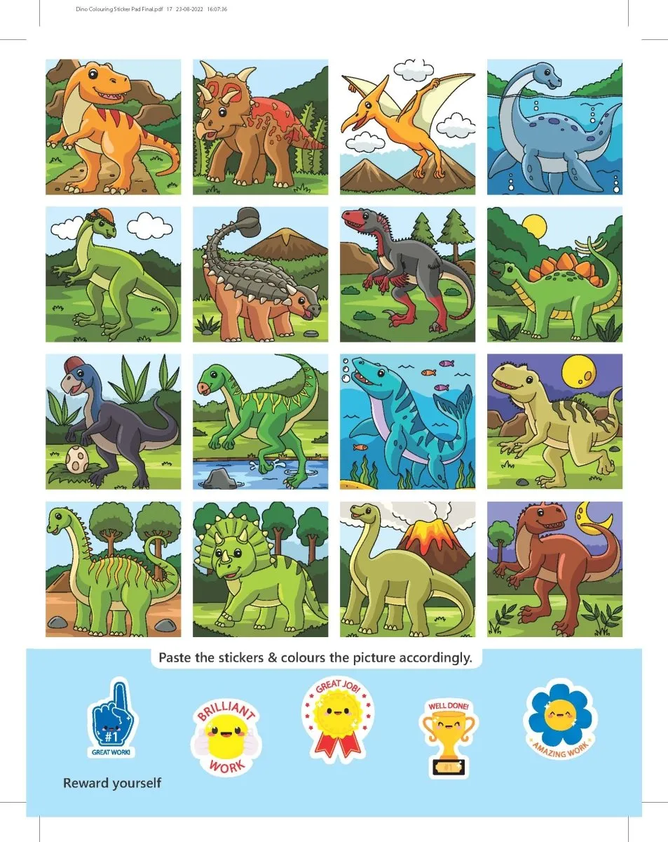 Dreamland Publications Dinosaurs- It's Colour Time With Stickers