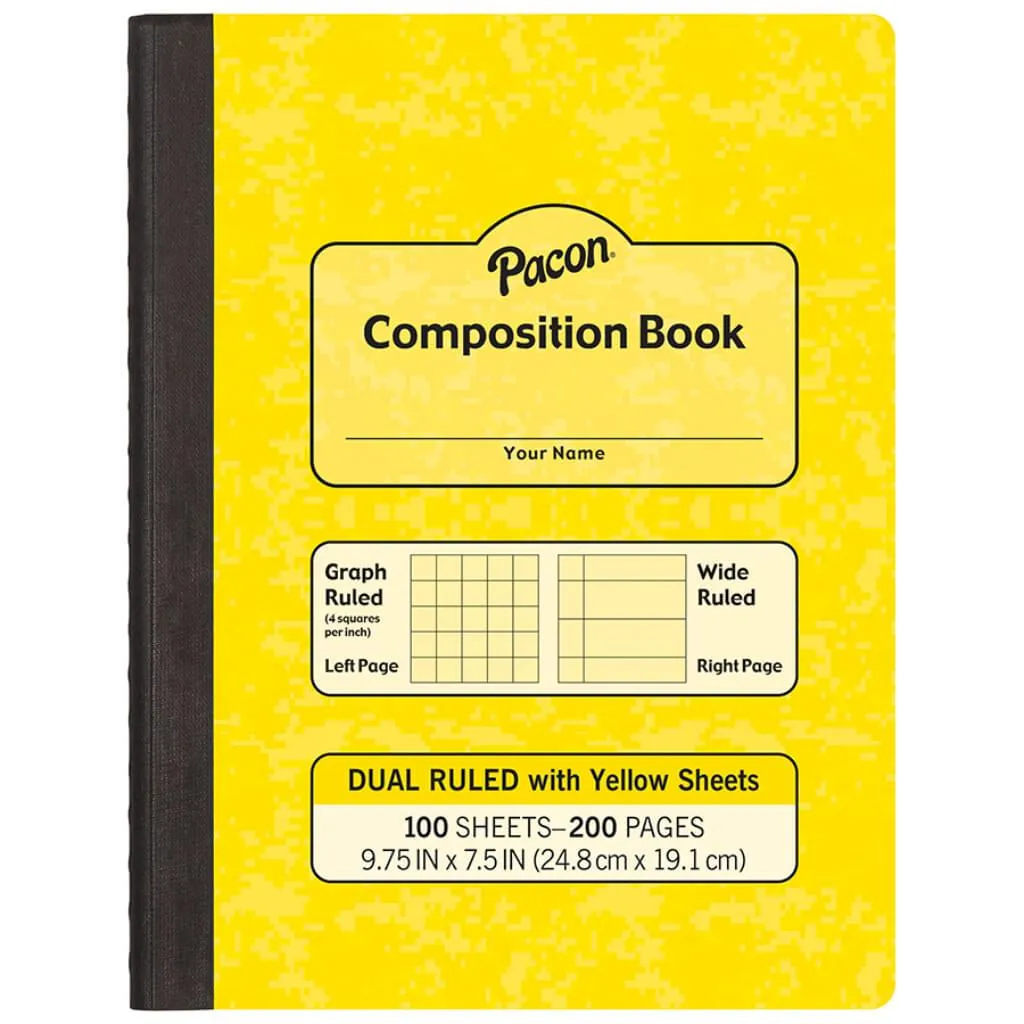 Dual Ruled Composition Book 9.75in x 7.5in Yellow