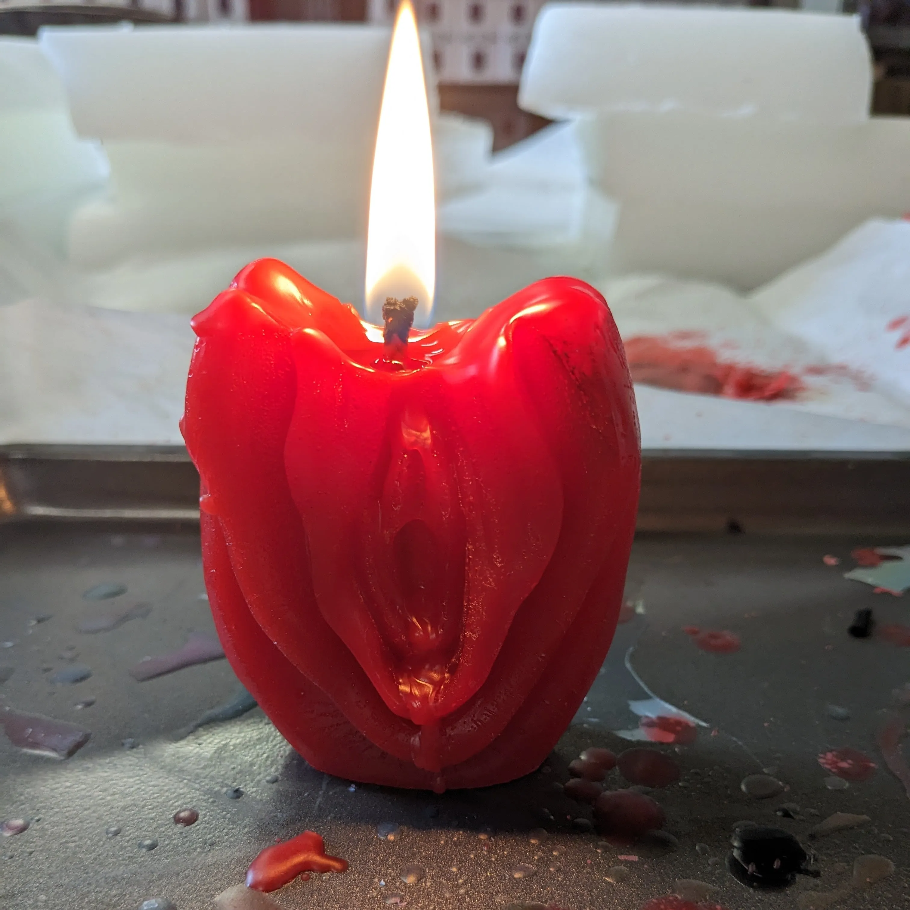 Fiery Vulvas - Wax Play Vulva Candle - Vagina Candle - Cunt Candle