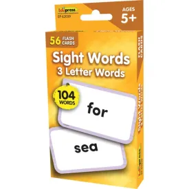 Flash Cards Sight Words 3 Letter Words