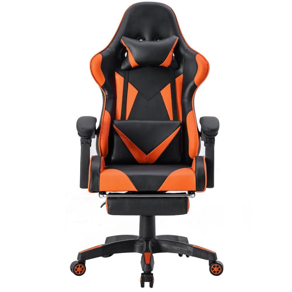 FOOTREST SERIES/ 3026 GAMING CHAIR (BLACK & ORANGE)