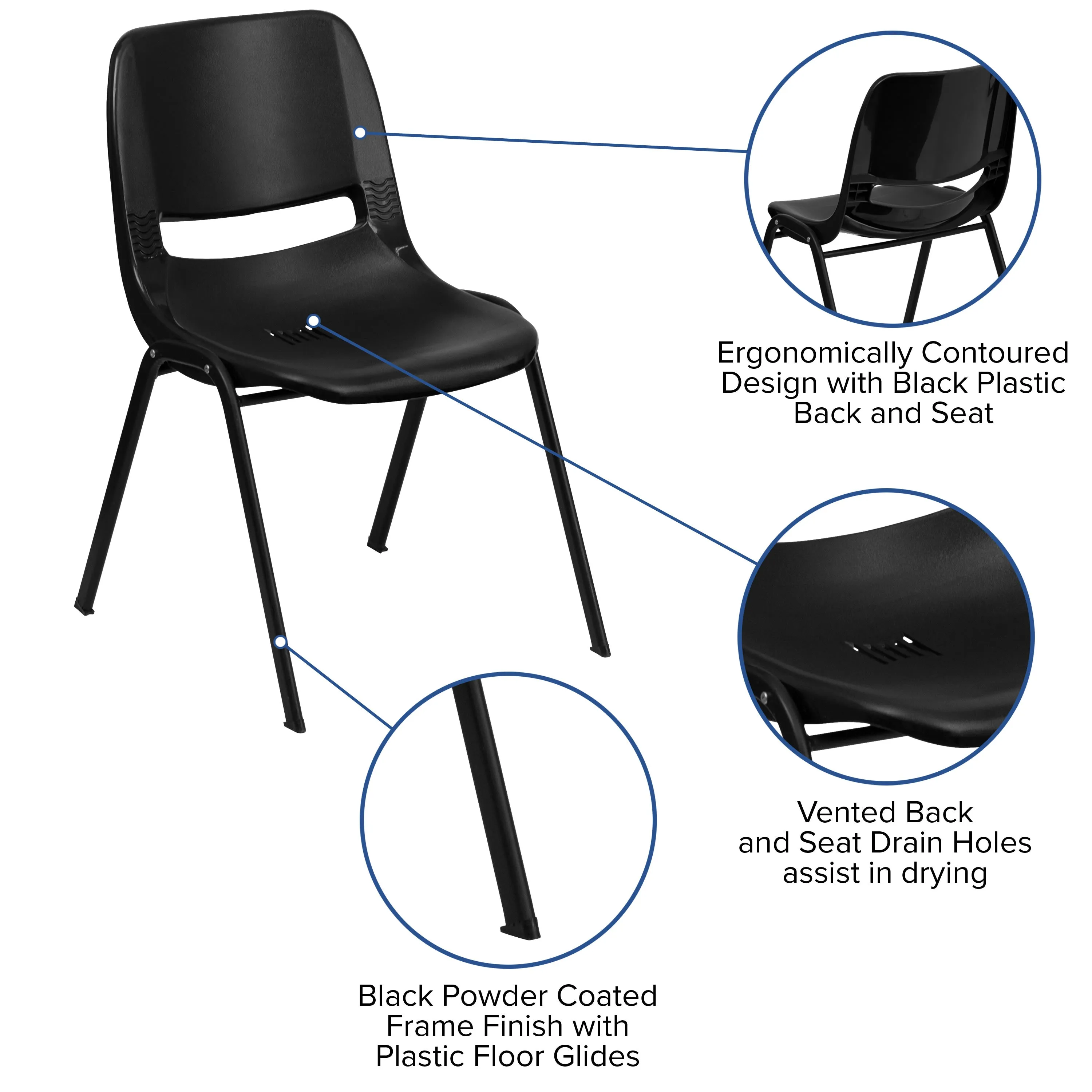 HERCULES Series 440 lb. Capacity Kid's Ergonomic Shell Stack Chair with 12" Seat Height