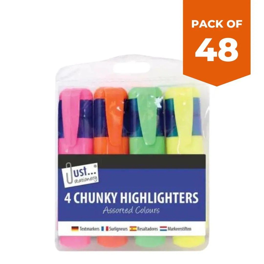 Just Stationery Chunky Highlighters - 4 pk