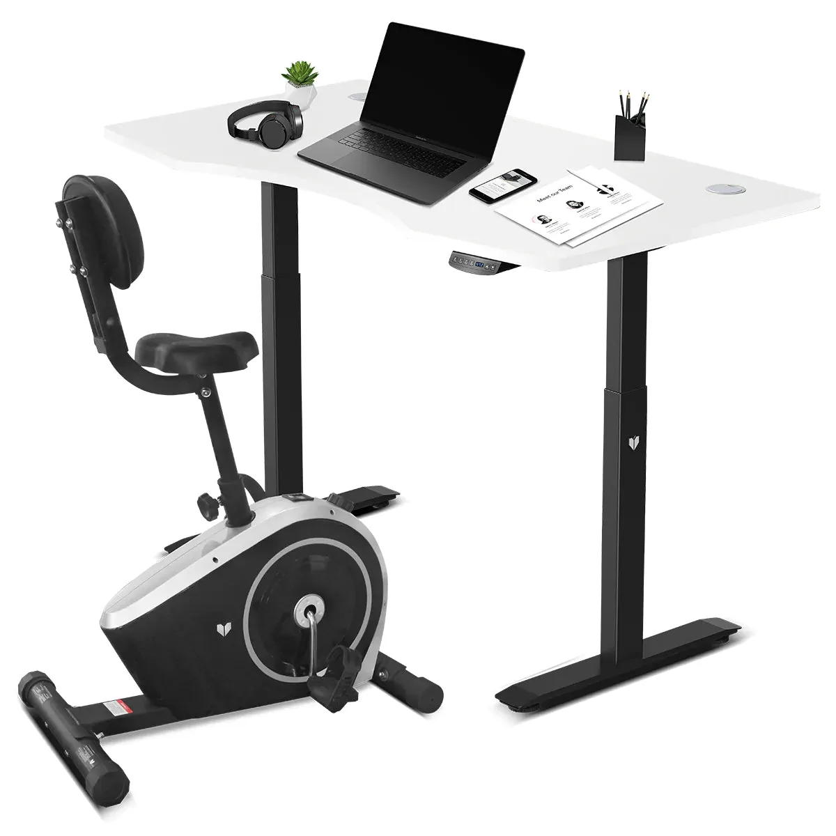 Lifespan Fitness Cyclestation 3 Exercise Bike with ErgoDesk Automatic Standing Desk