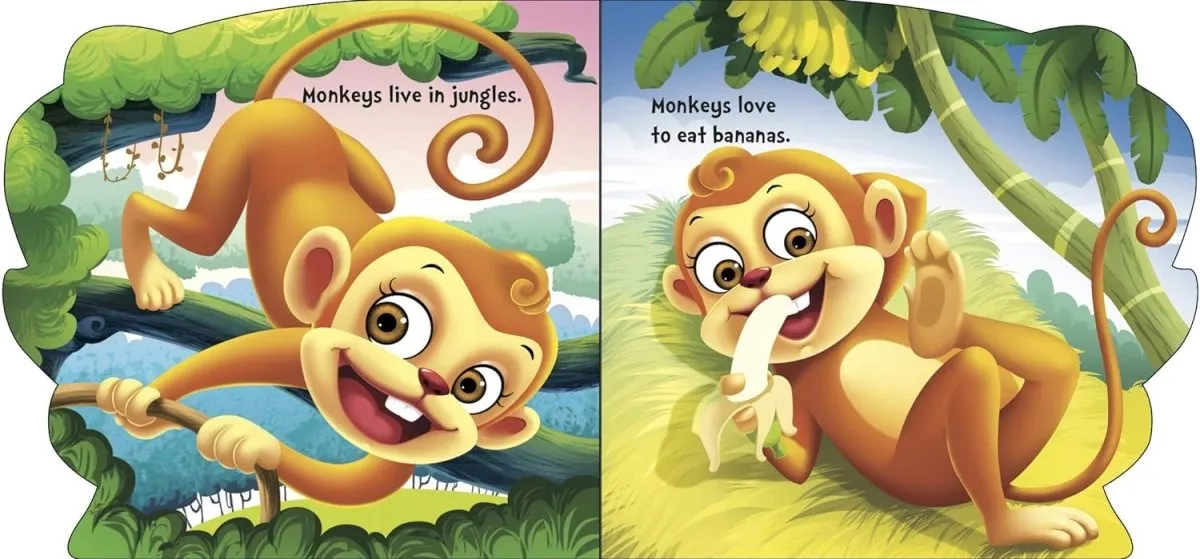 Om Books International Monkey ( Animals and Birds )- Cutout Board Books