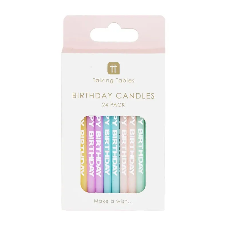 Pastel Happy Birthday Candles (24 Pack)