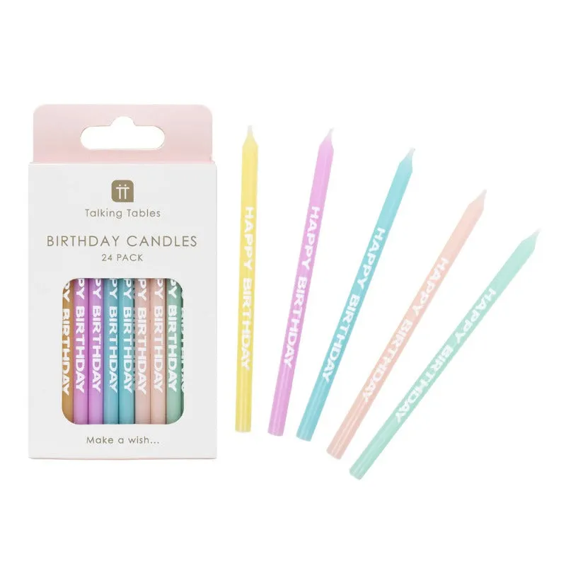 Pastel Happy Birthday Candles (24 Pack)