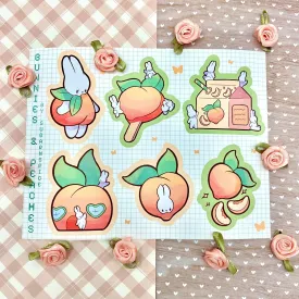 Peaches and Bunnies Sticker Sheet