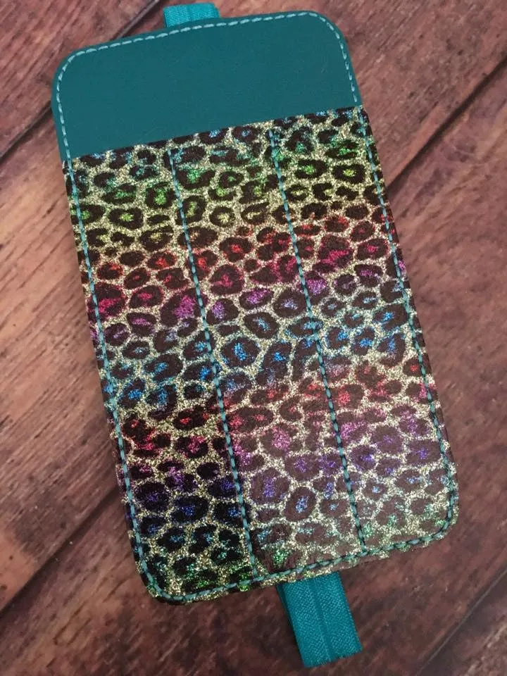 Pen Holder Planner Band - Leopard Rainbow Glitter / Teal