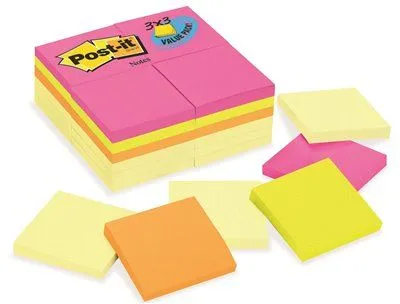 Post-It Notes 3 Inch  X 3 Inch  Canary Yellow Aquatic Ultra 100 Sheets Per Pad 24 Pads Per Pack