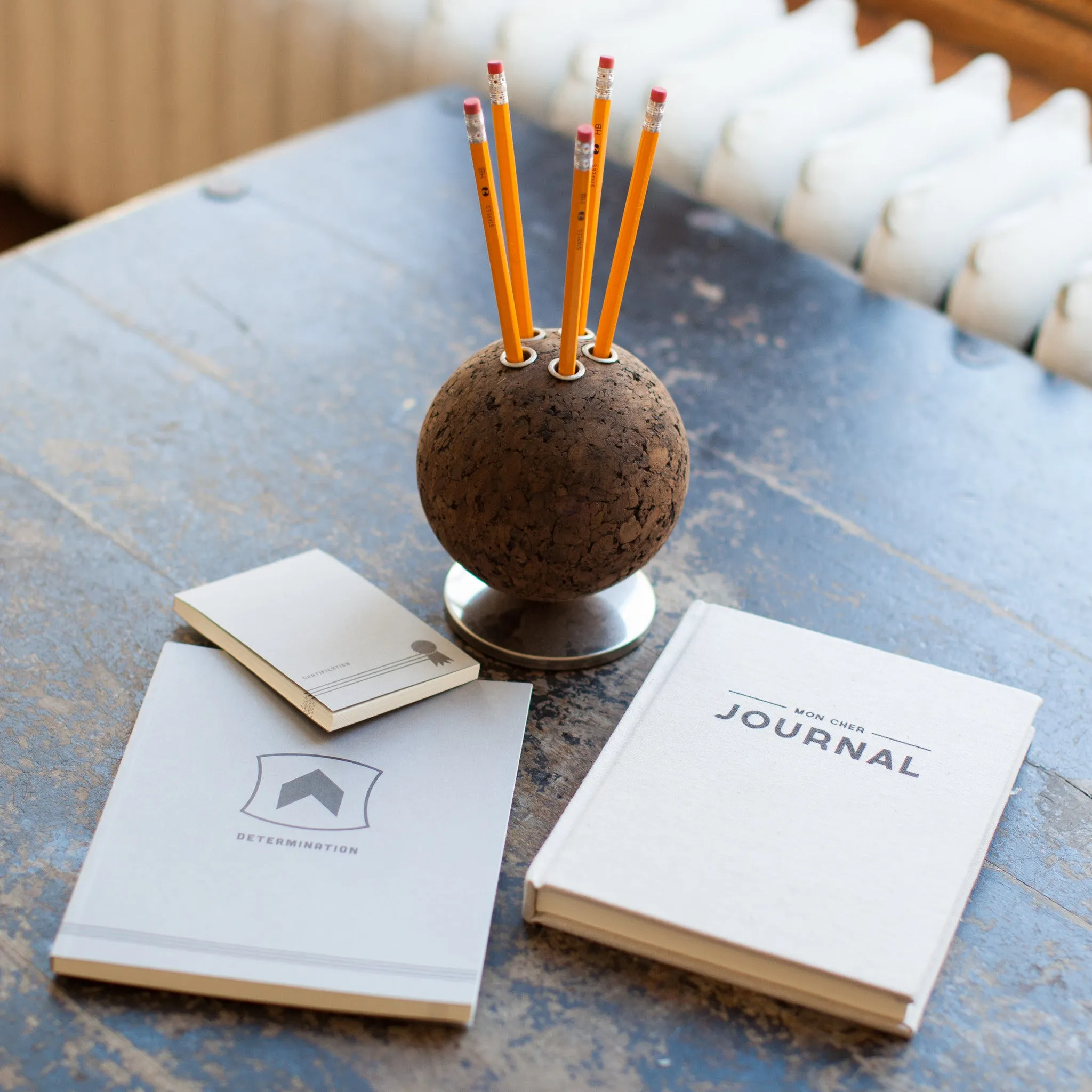 Vintage Pencil Holder with Diary, Exercise Book and Mini Flip Book